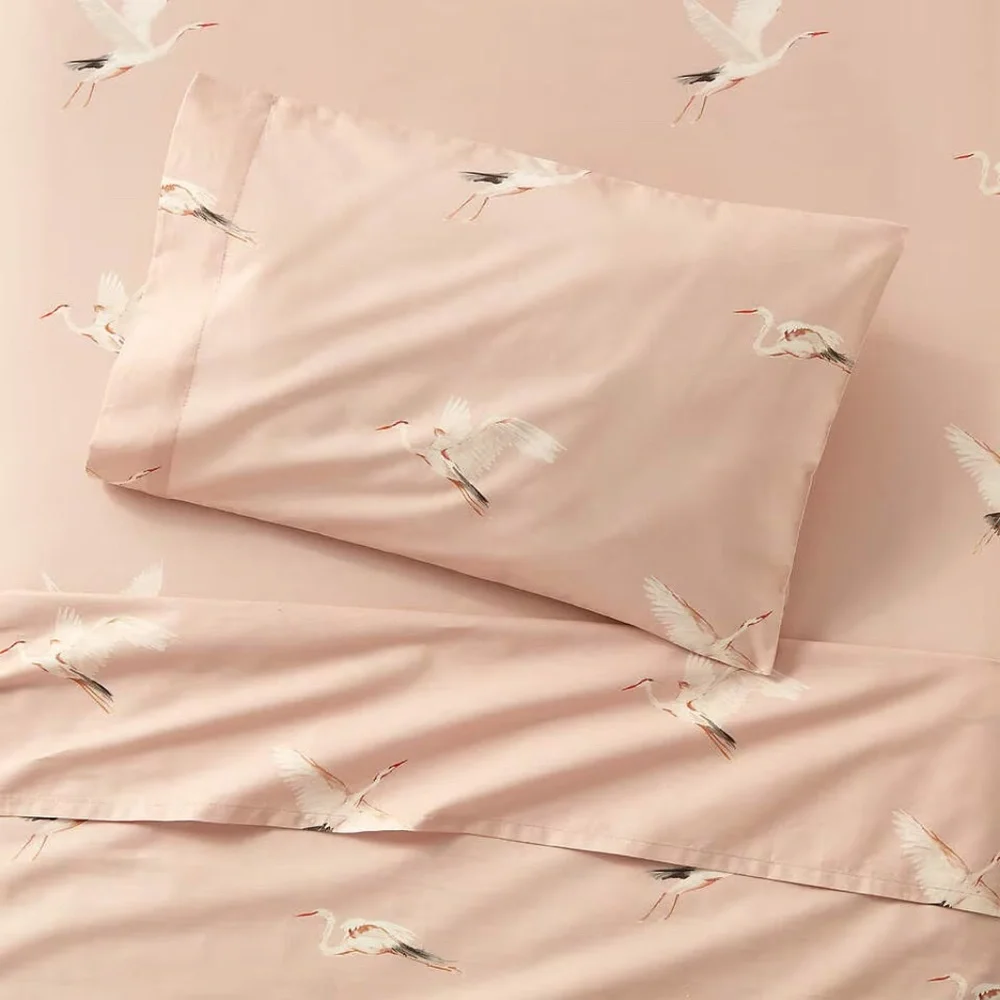 Egret crib sheet and changing pad cover